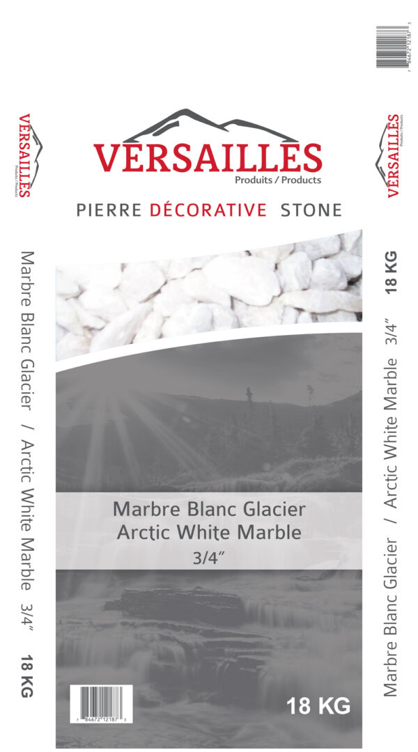 Pierre Marbre Blanc Glacier 3/4 Po 18 Kg Qualité Supérieure