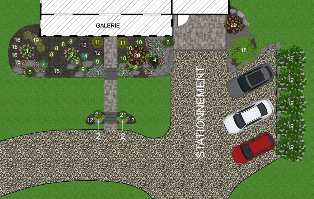Plan d'aménagement paysager 2D