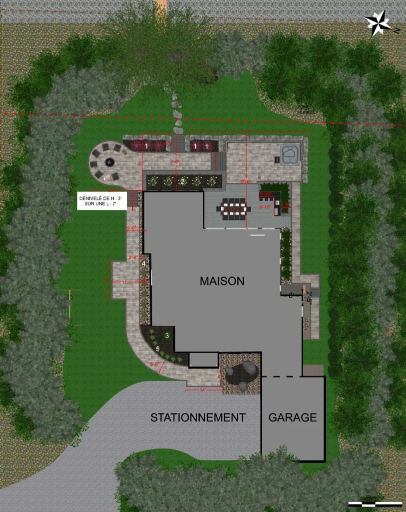 Plan d'aménagement paysager 2D