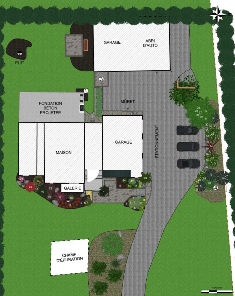 Plan d'aménagement paysager 2D