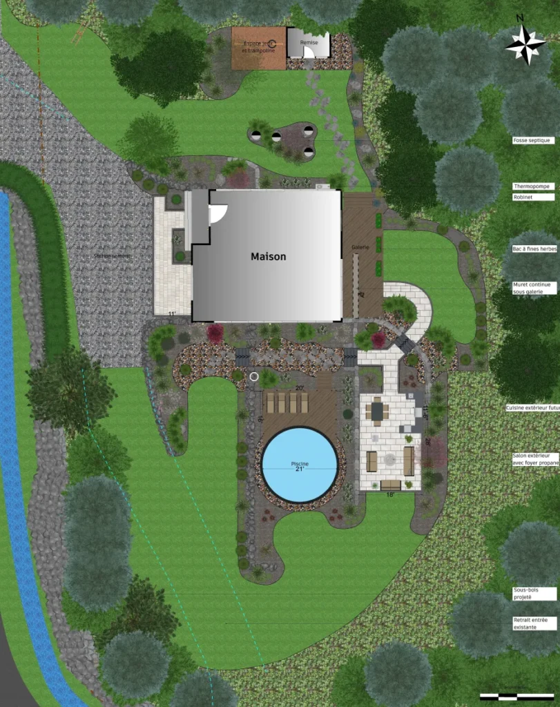 Plan d'aménagement paysager 2D